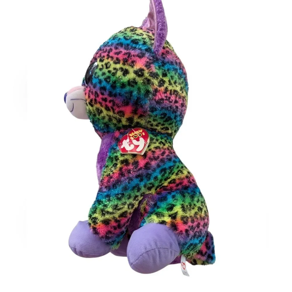 Y2K Justice Beanie Boo Trixie Jumbo Rainbow Leopard‎ Plush Toy 17